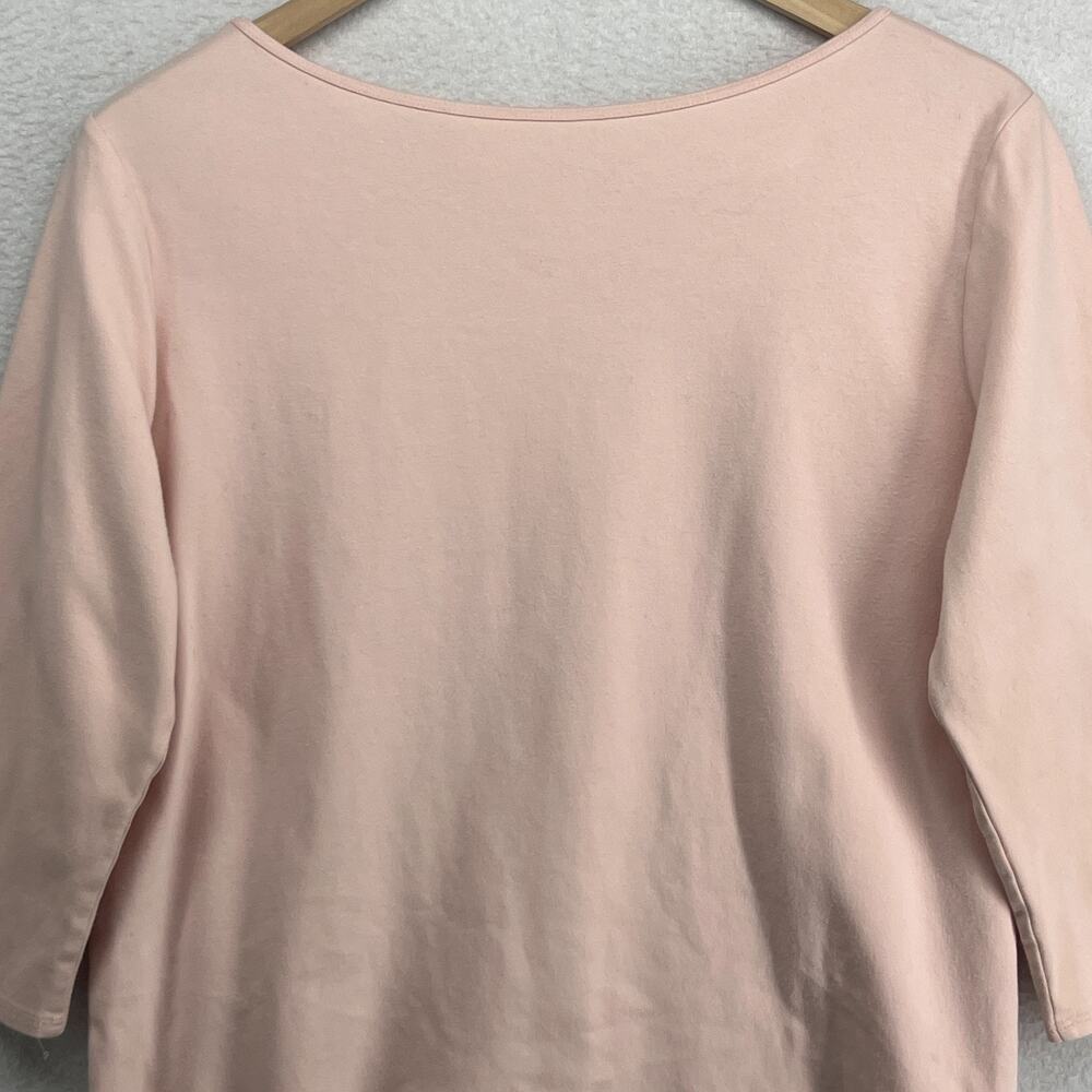 EILEEN FISHER Top XL Cotton Interlock Jersey Boat Neck 3/4 Sleeve Basic Pink - Picture 4 of 10